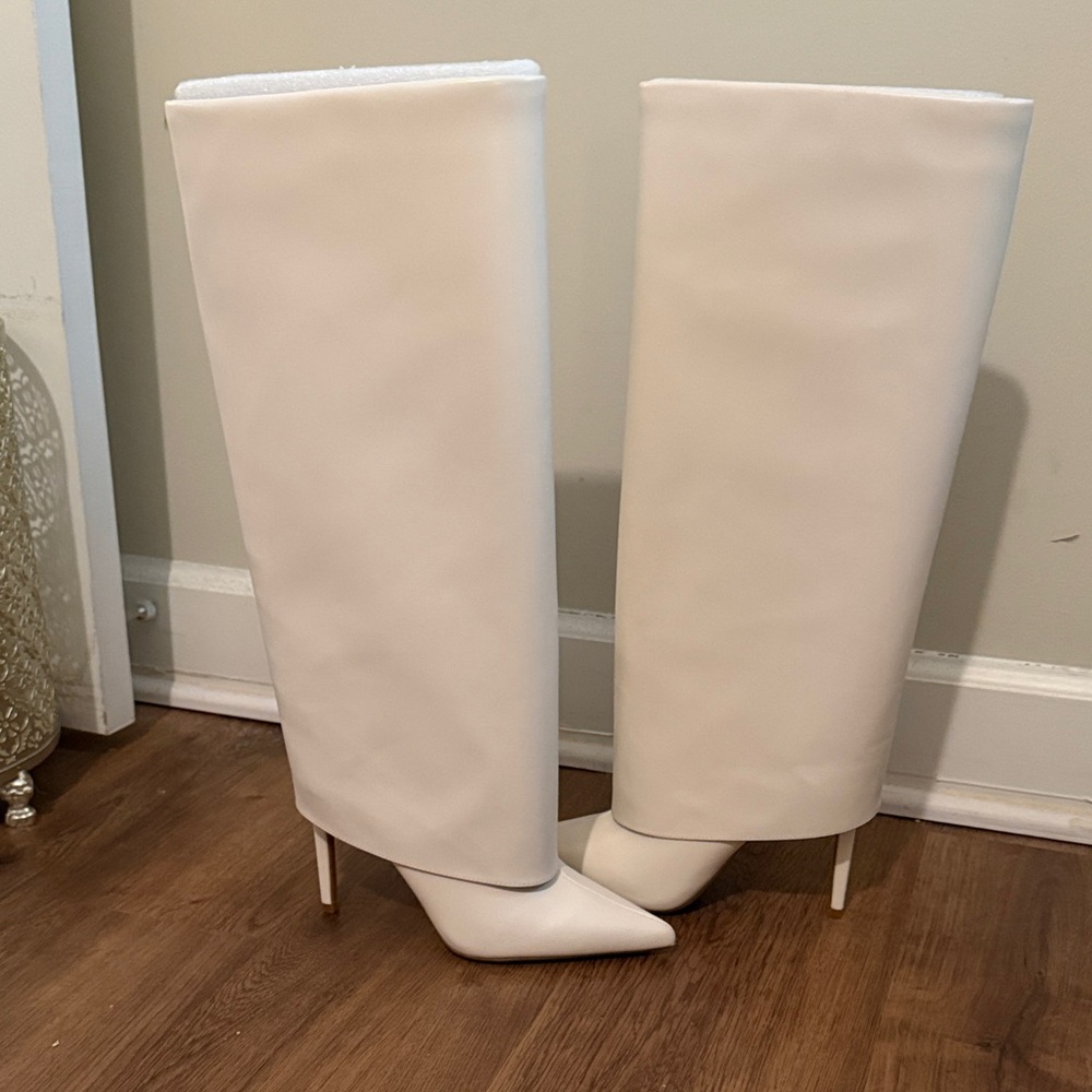 INC International Concepts Cream Heeled Boots